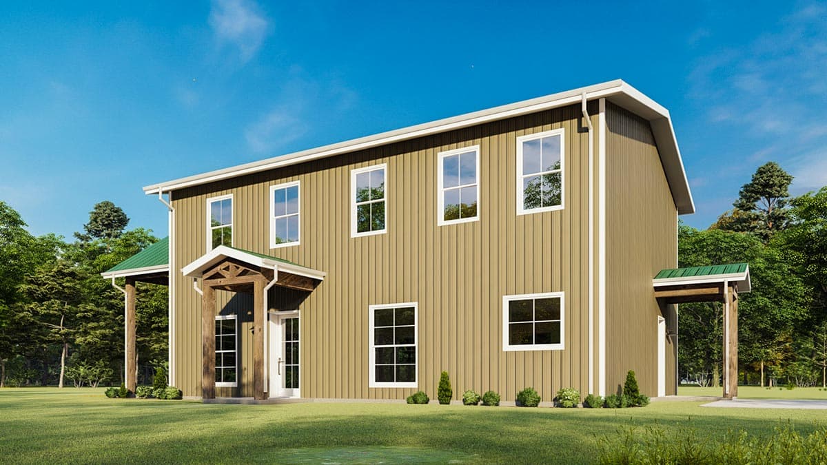 Plan 777045MTL: Boxy Barndominium-Style House Plan with Vaulted Side Porch - Image #7 - Barndominium, Country, Rustic, Traditional