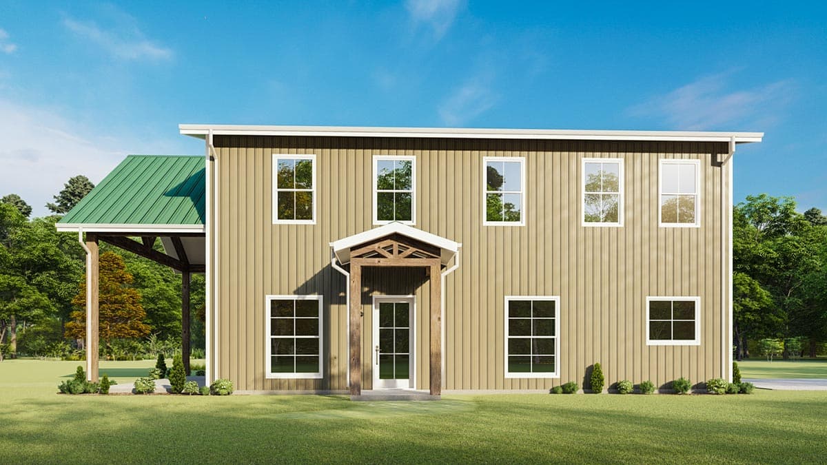 Plan 777045MTL: Boxy Barndominium-Style House Plan with Vaulted Side Porch - Image #8 - Barndominium, Country, Rustic, Traditional