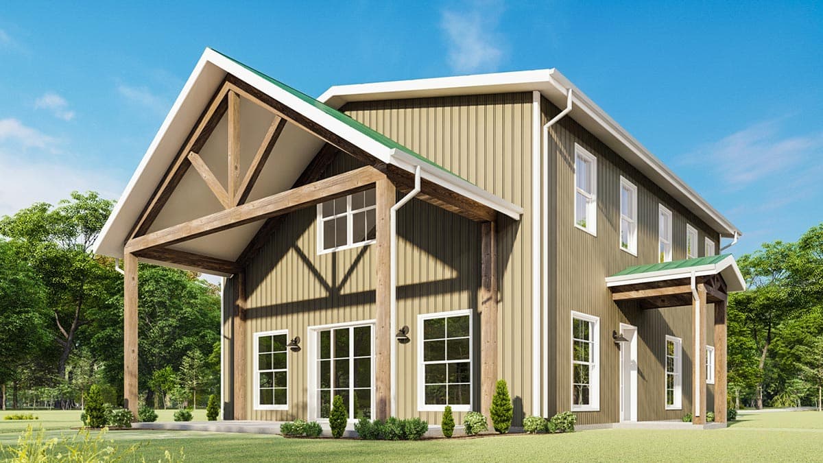 Plan 777045MTL: Boxy Barndominium-Style House Plan with Vaulted Side Porch - Image #9 - Barndominium, Country, Rustic, Traditional