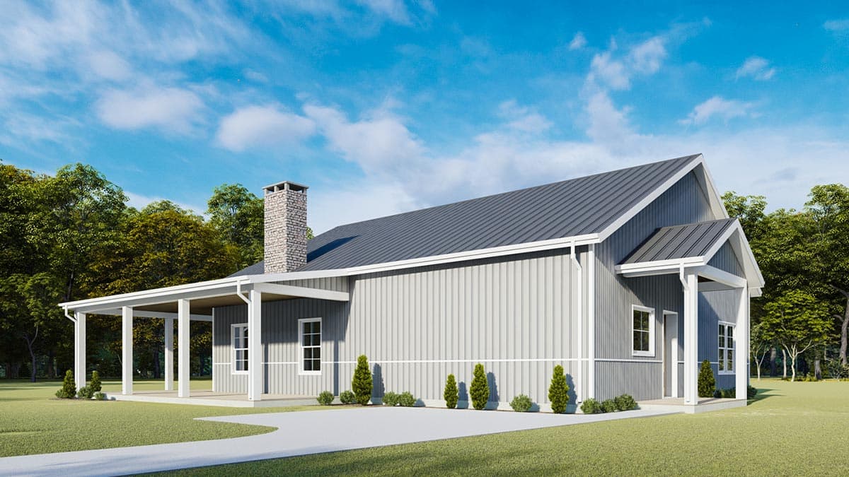 Plan 777047MTL: 1490 Square Foot PEMB-Friendly House Plan with L-Shaped Front Porch - Image #9 - Cabin, Cottage, Country, Craftsman, Ranch