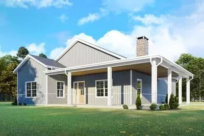1490 Square Foot PEMB-Friendly House Plan with L-Shaped Front Porch