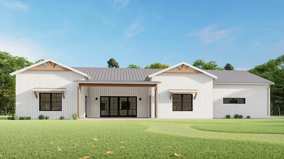 Plan 777048MTL: Farmhouse Ranch Plan with 10 Ft Deep Front Porch and Central Living Space - Image #7 - Barndominium, Country, Craftsman, Farmhouse, Modern Farmhouse, Ranch, Rustic