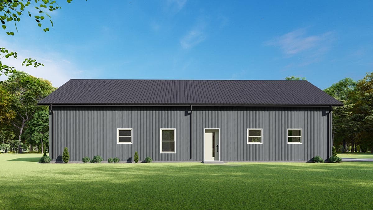 Plan 777049MTL: 4-Bed Rustic Ranch with Playroom and Large 2-Car Rear-Facing Garage - Image #9 - Barndominium, Ranch, Rustic