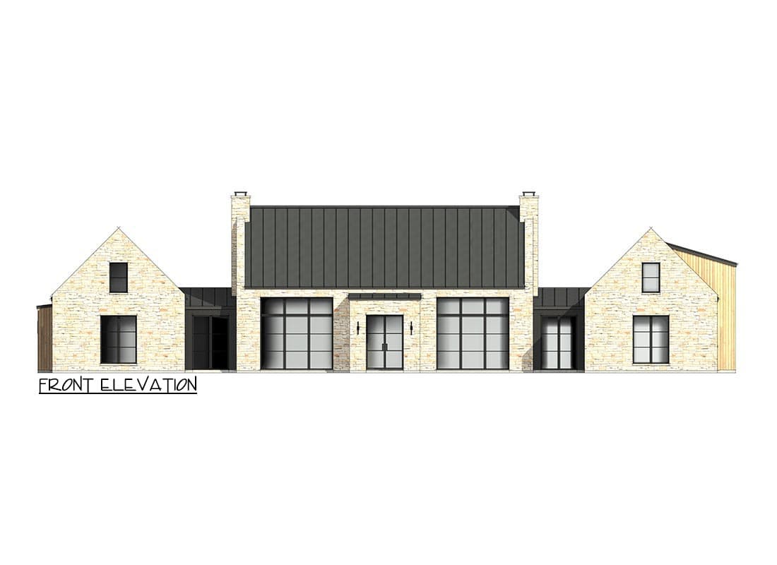 Plan 818052JSS: Contemporary Farmhouse with Vaulted Interior and Rear-Wrapping Porch - 3782 Sq Ft - Image #5 - Contemporary, Hill Country, Modern Farmhouse