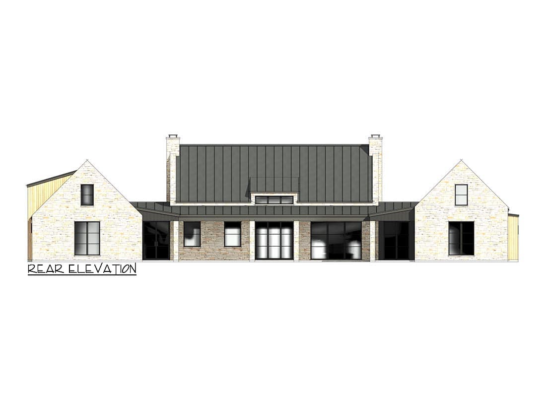 Plan 818052JSS: Contemporary Farmhouse with Vaulted Interior and Rear-Wrapping Porch - 3782 Sq Ft - Image #7 - Contemporary, Hill Country, Modern Farmhouse