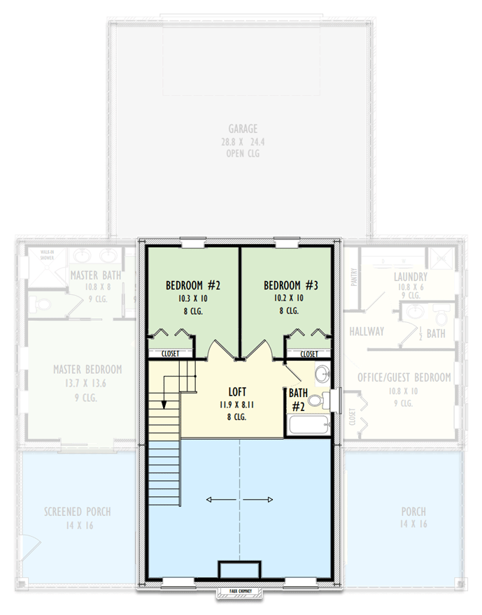 Plan 777051MTL: Rustic 2-Story Barndominium-Style House Plan under 2000 Square Feet with Flex Room - Floor Plan - 2nd Floor - Barndominium, Country, Farmhouse, Rustic