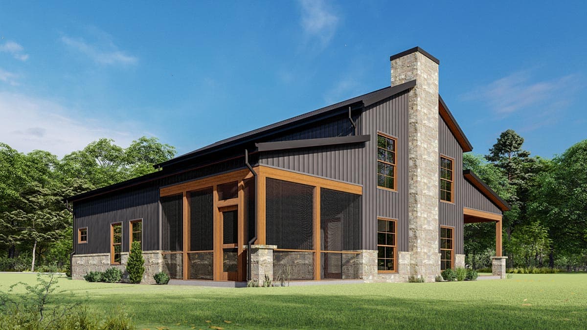 Plan 777051MTL: Rustic 2-Story Barndominium-Style House Plan under 2000 Square Feet with Flex Room - Image #4 - Barndominium, Country, Farmhouse, Rustic