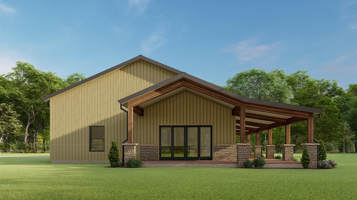 Plan 777052MTL: One-Level Barndominium Style House Plan with 10' Deep Wraparound Porch - Image #5 - Barndominium, Country, Craftsman, Ranch, Rustic