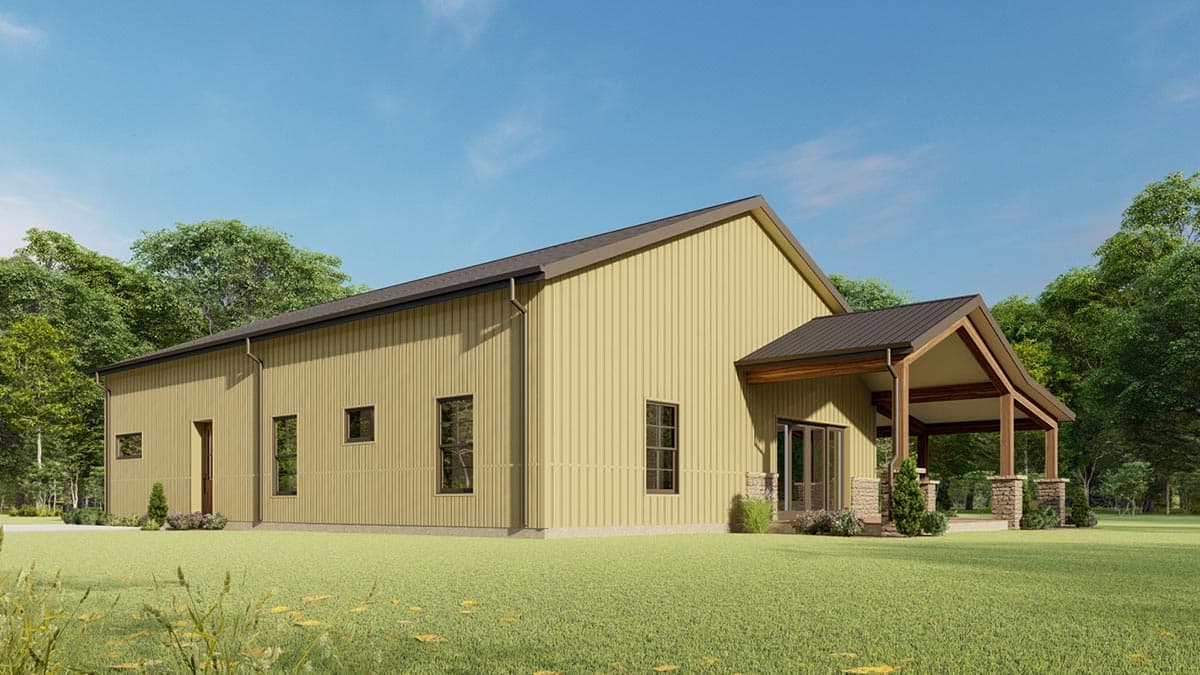 Plan 777052MTL: One-Level Barndominium Style House Plan with 10' Deep Wraparound Porch - Image #7 - Barndominium, Country, Craftsman, Ranch, Rustic