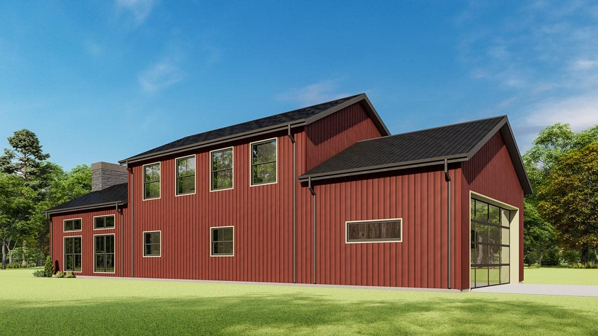 Plan 777053MTL: L-Shaped House Plan with Upstairs Family Room, Kitchenette and Home Office - Image #6 - Barndominium, Country, Farmhouse, Modern Farmhouse, New American