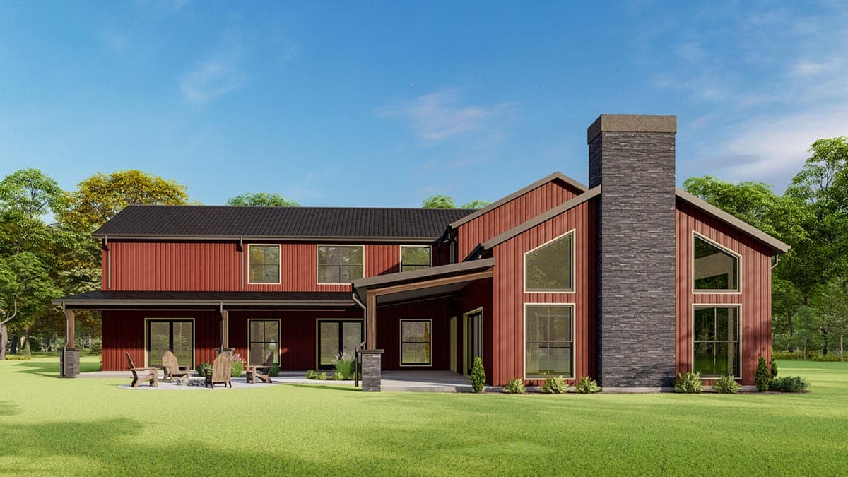 Plan 777053MTL: L-Shaped House Plan with Upstairs Family Room, Kitchenette and Home Office - Image #8 - Barndominium, Country, Farmhouse, Modern Farmhouse, New American