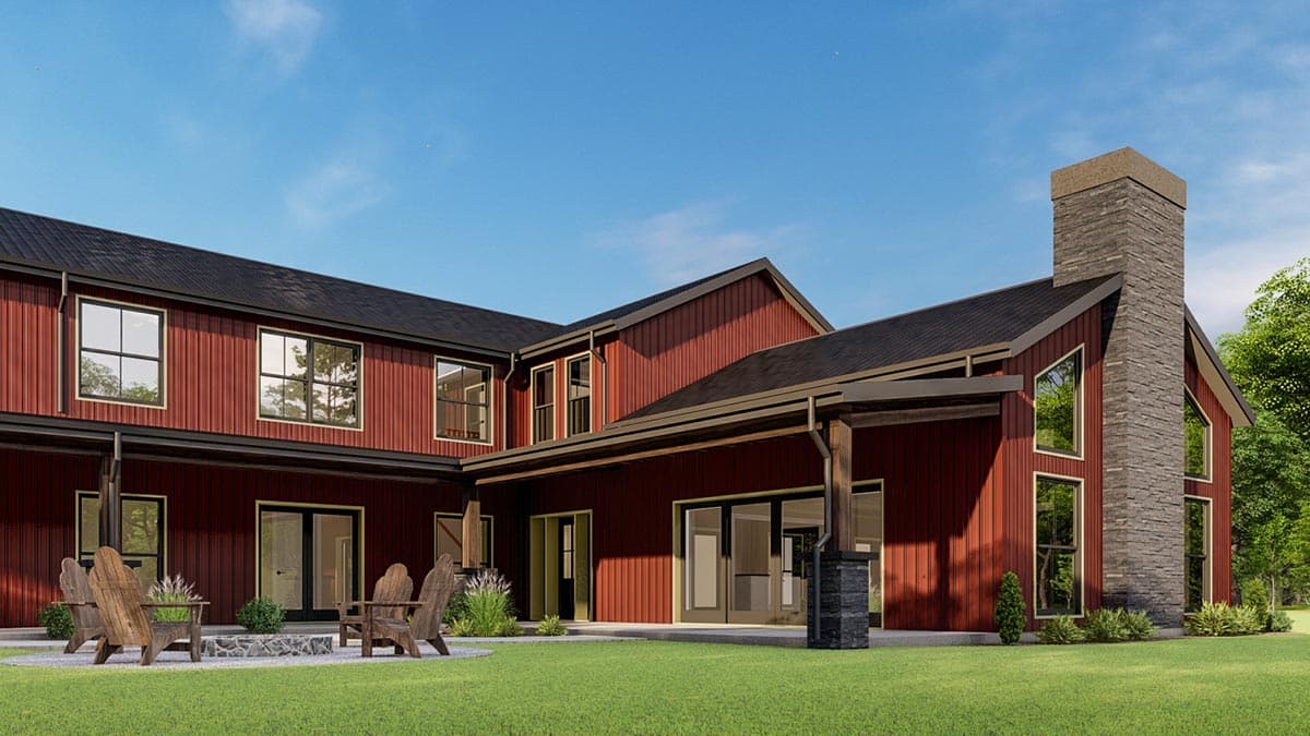 Plan 777053MTL: L-Shaped House Plan with Upstairs Family Room, Kitchenette and Home Office - Image #9 - Barndominium, Country, Farmhouse, Modern Farmhouse, New American