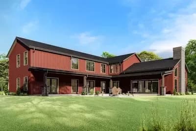 L-Shaped House Plan with Upstairs Family Room, Kitchenette and Home Office