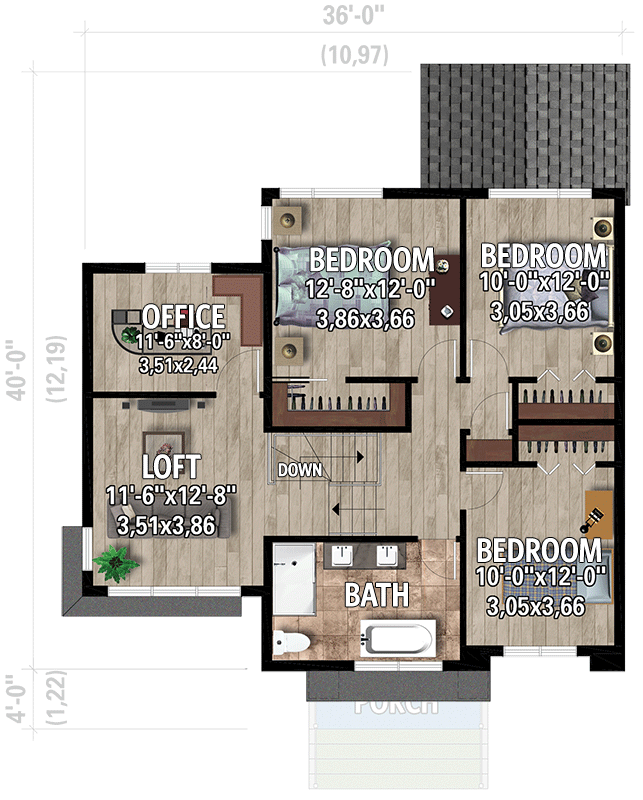 Plan 801112PM: Contemporary Scandinavian-Inspired House Plan Under 1900 Square Feet - Floor Plan - 2nd Floor - Contemporary, European, Scandinavian