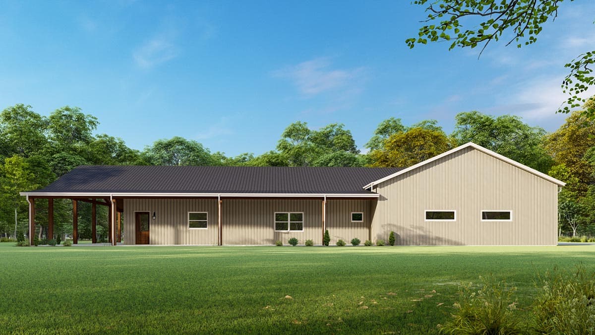 Plan 777055MTL: 3-Bed Barndominium Plan with Wraparound Porch - Image #9 - Barndominium, Country, Craftsman