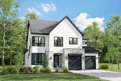 Contemporary Farmhouse Plan with 4 Upstairs Bedrooms Under 2600 Square Feet