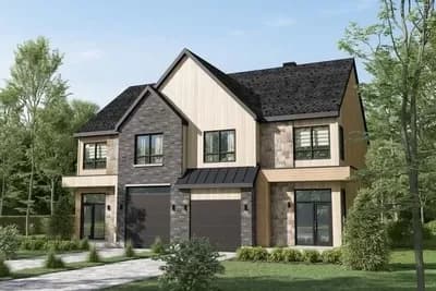 2-Unit Contemporary Craftsman House Plan that Totals 3,420 Square Feet