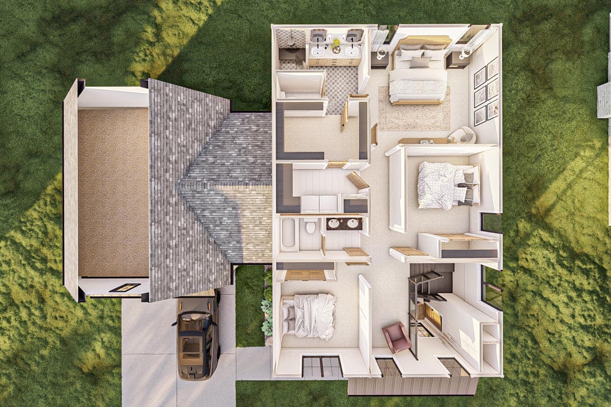 Plan 623232DJ: 2216 Square Foot 3 Bed Farmhouse Plan with Home Office and 2-Car Garage - Image #21 - Country, Farmhouse, New American, Traditional