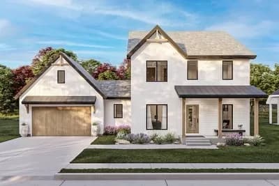 2216 Square Foot 3 Bed Farmhouse Plan with Home Office and 2-Car Garage