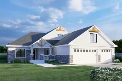Country Craftsman Plan with Finished Room above Garage