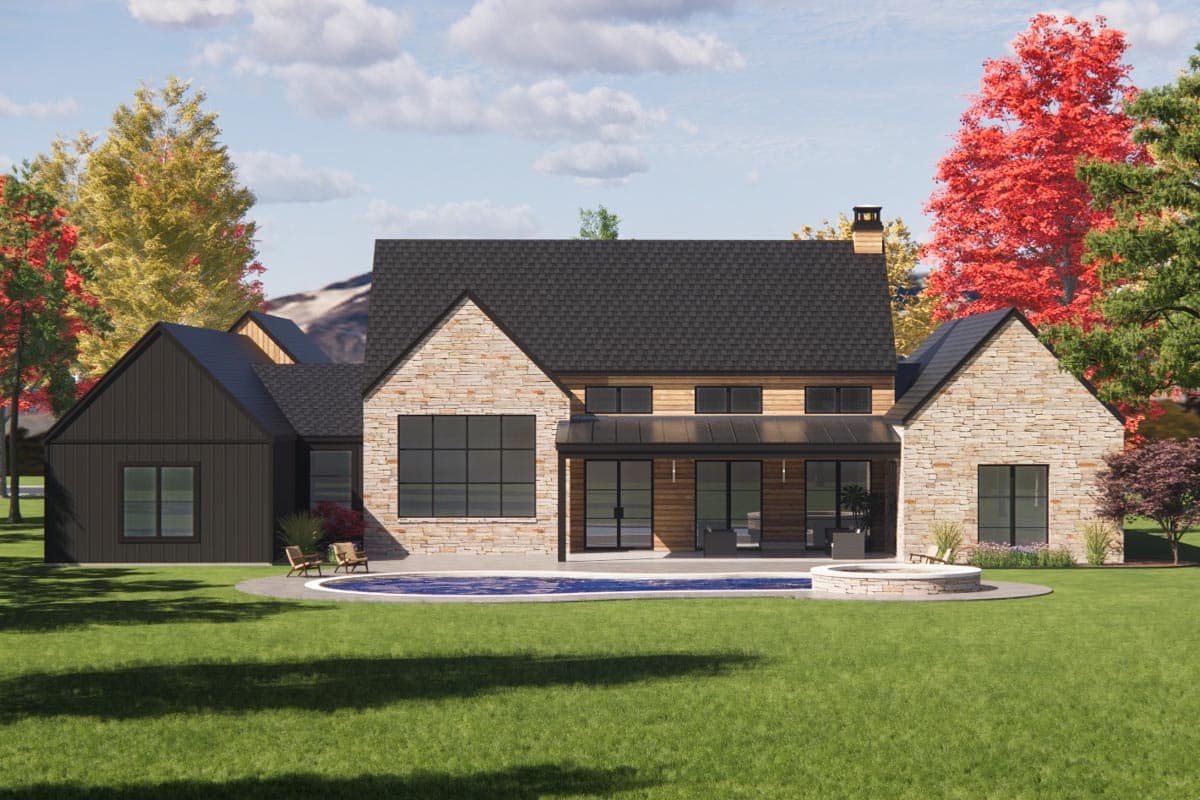 Plan 818053JSS: Split-Bed Scandinavian Farmhouse Plan with 16 Foot Vaulted Great Room - Image #5 - Country, Farmhouse, Modern Farmhouse, New American, Scandinavian