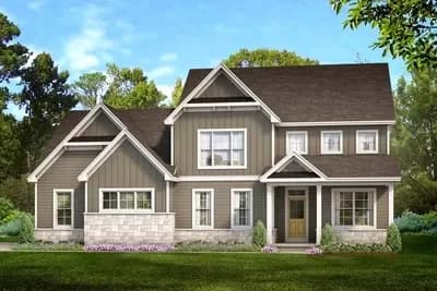Multi-Gabled 2-Story New American House Plan with Main Floor Flex Room