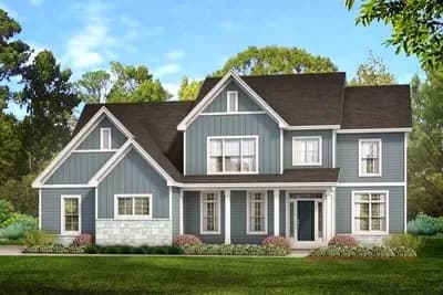 2614 Square Foot 2-Story New American House Plan with 3 Upstairs Bedrooms