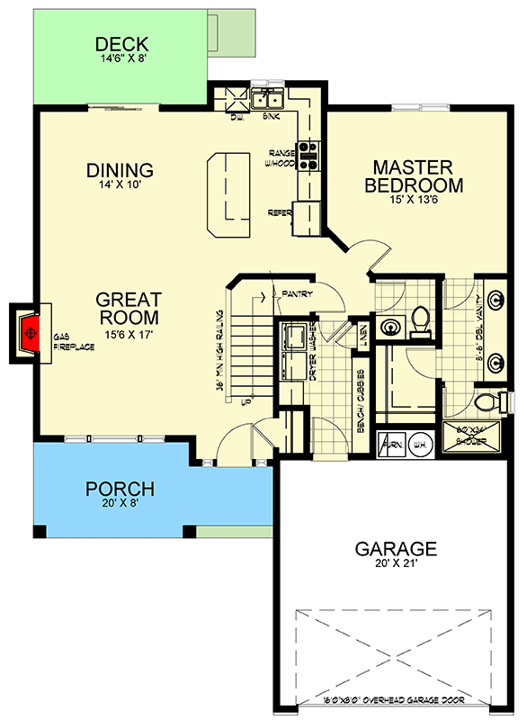 Plan 267023SPK: Under 2,000 Square Foot Modern Home Plan with Main-level Master Bedroom - Floor Plan - Main Level - Modern, Northwest, Traditional