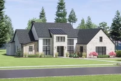 Mountain Modern Ranch Plan with Vaulted Family / Dining Room