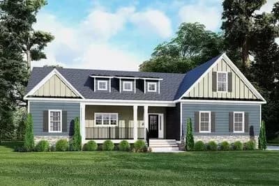 One-Level Country Home Plan with Vaulted Living Space