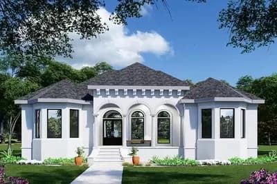 2300 Square Feet Mediterranean Home Plan with Optional Second Level