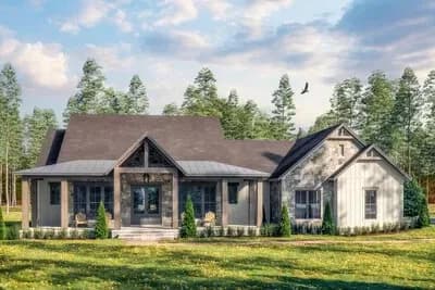 3-Bed Rustic Craftsman with Wrap Around Porch - 2195 Sq Ft