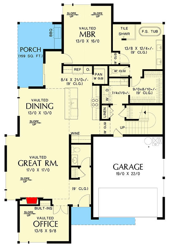 Plan 69802AM: 3-Bed Modern House Plan with Home Office and Game Room Upstairs - 2500 Sq Ft - Floor Plan - Main Level - Contemporary, Modern, Northwest