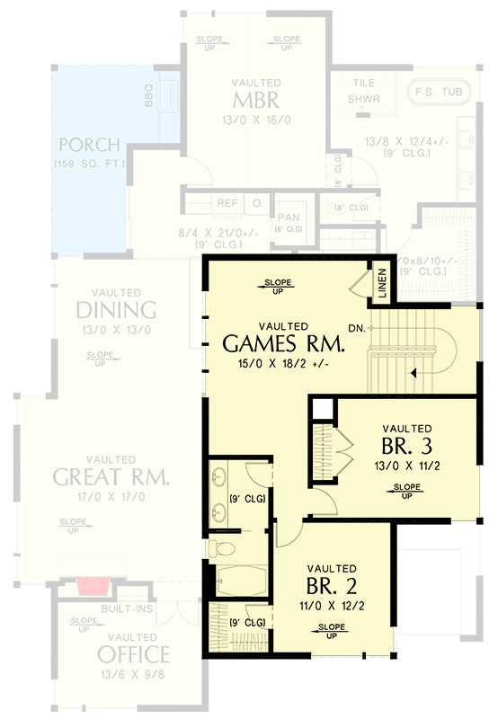Plan 69802AM: 3-Bed Modern House Plan with Home Office and Game Room Upstairs - 2500 Sq Ft - Floor Plan - 2nd Floor - Contemporary, Modern, Northwest