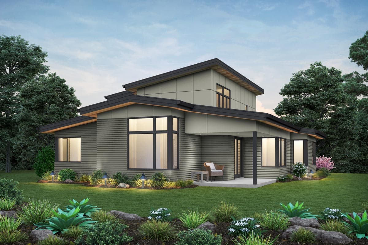 Plan 69802AM: 3-Bed Modern House Plan with Home Office and Game Room Upstairs - 2500 Sq Ft - Image #4 - Contemporary, Modern, Northwest