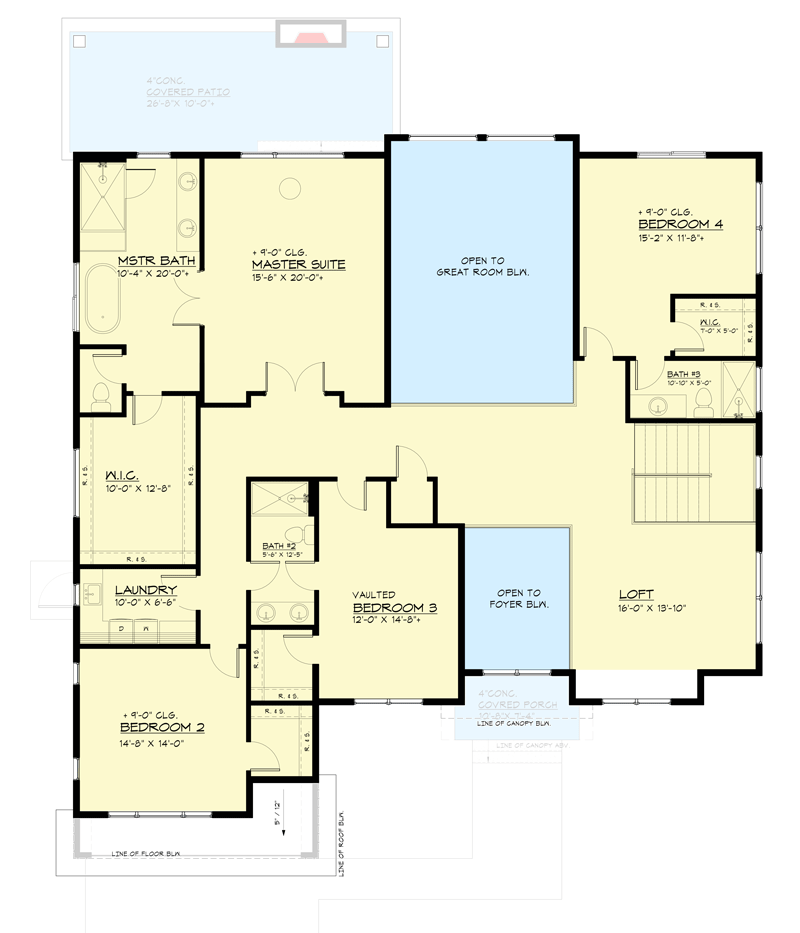 Plan 666204RAF: 5-Bed Contemporary Home Plan with Office and 2-Story Great Room - Floor Plan - 2nd Floor - Contemporary, Modern Farmhouse, New American, Northwest, Transitional