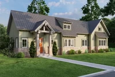 2-Bed Craftsman House Plan with Finished Walkout Basement Under 2000 Sq Ft