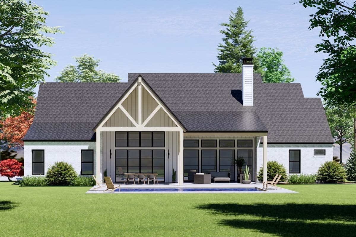 Plan 818057JSS: New American Single-Story Home Plan with Access to Laundry Room from Primary Closet - Image #4 - Acadian, Country, European, New American, Transitional