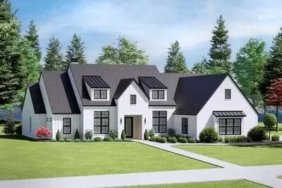 New American Single-Story Home Plan with Access to Laundry Room from Primary Closet