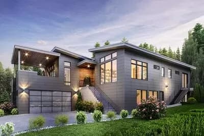 Contemporary Northwest Home Plan with Lower Level ADU