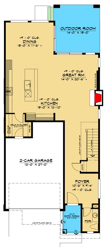 Plan 666206RAF: 2-Story Northwest Home Plan with Open Main Level - Floor Plan - Main Level - Contemporary, Modern, Northwest