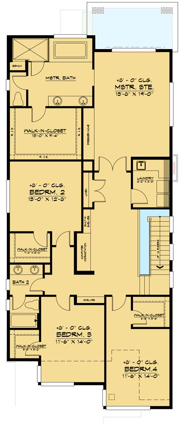 Plan 666206RAF: 2-Story Northwest Home Plan with Open Main Level - Floor Plan - 2nd Floor - Contemporary, Modern, Northwest