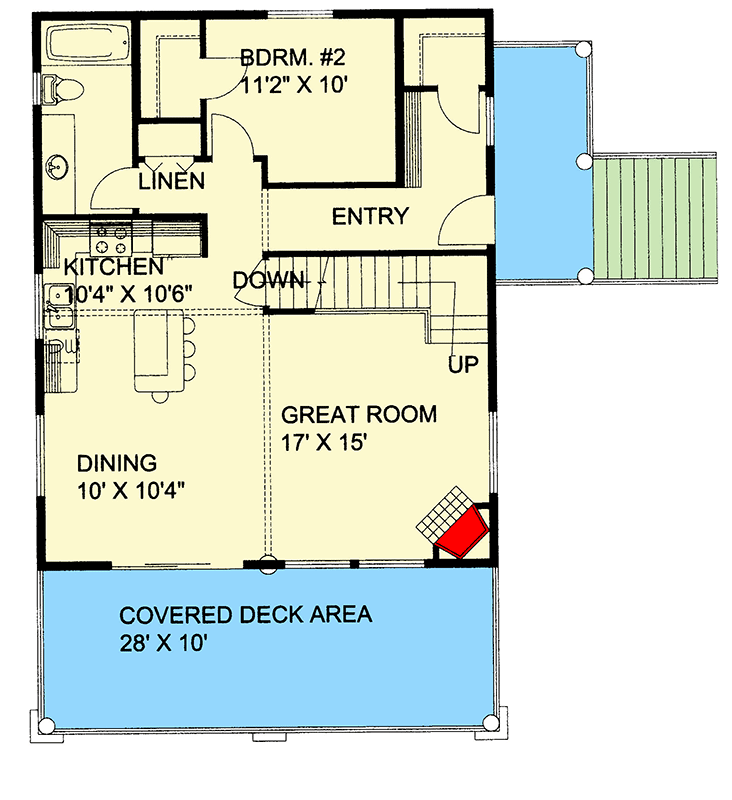 Plan 350017GH: Craftsman Lake House Plan with Floor to Ceiling View to the Side - Floor Plan - Main Level - Country, Craftsman, Mountain
