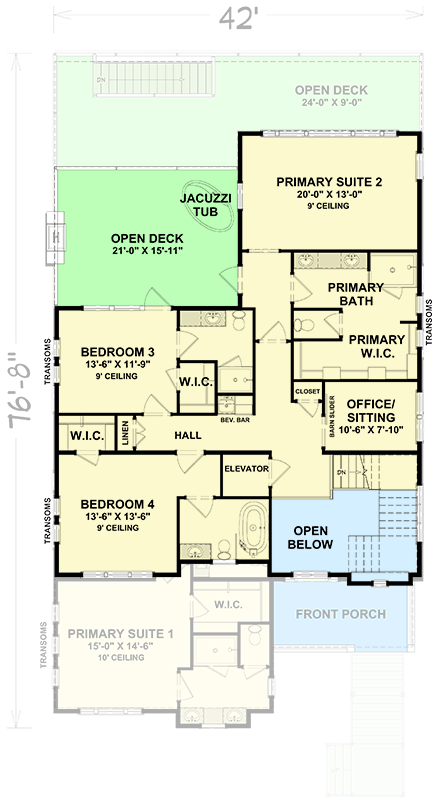 Plan 765049TWN: 3000 Square Foot Beach Home Plan - Floor Plan - 2nd Floor - Beach, Coastal, Coastal Contemporary, Low Country, New Orleans, Shingle