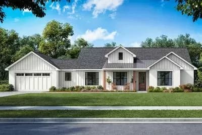 Single-Story Modern Farmhouse Plan with Flex Room and Covered Lanai