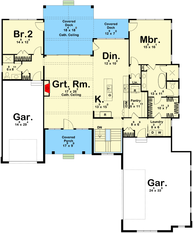 Plan 623237DJ: Modern Craftsman House Plan with Hidden Pantry - Floor Plan - Main Level - Country, Craftsman, New American, Traditional