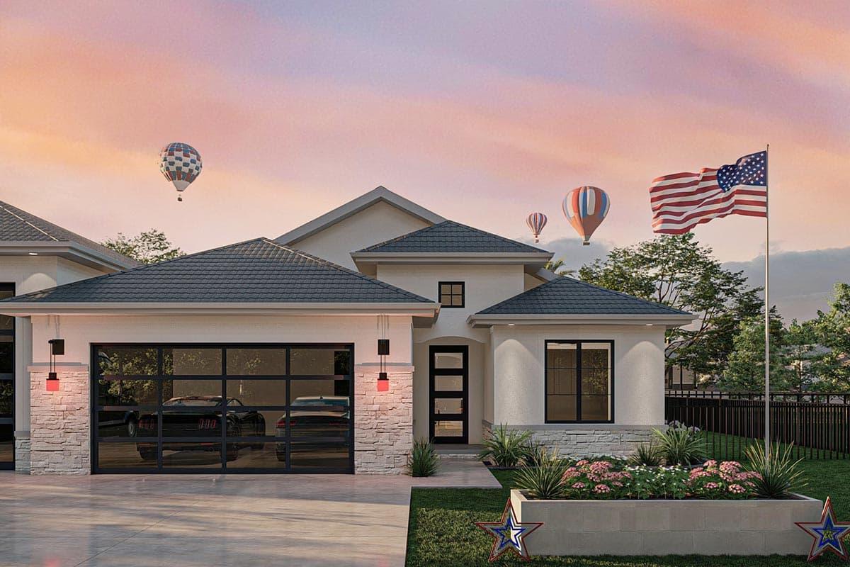 Plan 623238DJ: 2-Bedroom Transitional House Plan with a 2-Car Garage and RV Bay - Image #21 - European, Florida-Style, Mediterranean, Spanish, Transitional