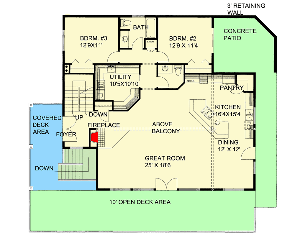 Plan 350020GH: Waterfront Home Plan for Forward Sloping Lot - Floor Plan - Main Level - Contemporary, Mountain, Rustic