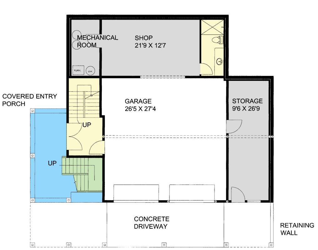 Plan 350020GH: Waterfront Home Plan for Forward Sloping Lot - Floor Plan - Ground Level - Contemporary, Mountain, Rustic