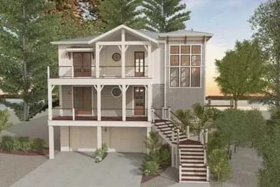 Coastal Contemporary House Plan Under 2800 Square Feet with Elevator